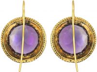 Large Victorian 15ct Gold Earrings set with Amethysts
