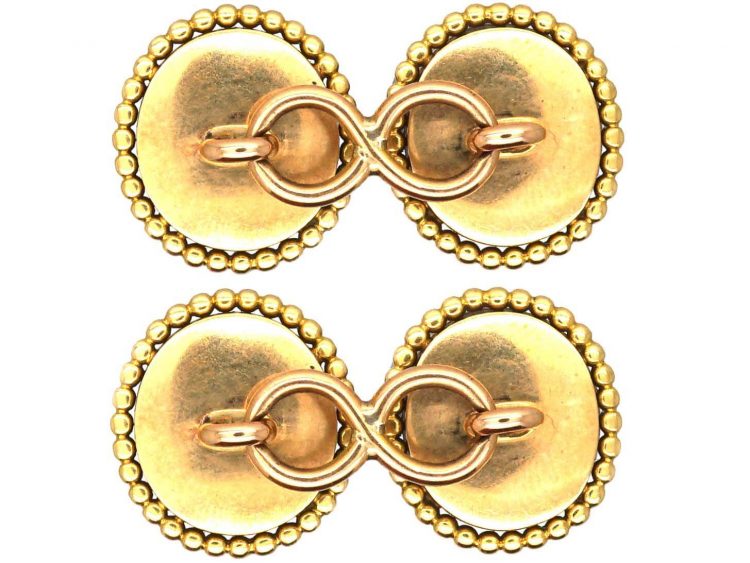 Victorian 18ct Gold Cufflinks set with Banded Sardonyx