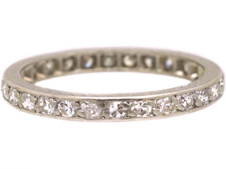 Early 20th Century Narrow Platinum & Diamond Eternity Ring