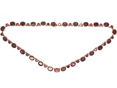 Georgian Riviere Necklace set with Flat Cut Almandine Garnets