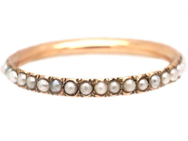 Narrow Georgian Eternity Ring set with Natural Split Pearls