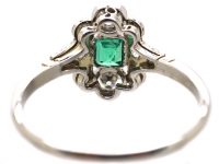 Edwardian 18ct White Gold & Platinum, Emerald & Diamond Ring