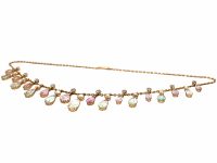 Edwardian 15ct Gold, Pink Topaz & Aquamarine Drops Necklace in Original Case
