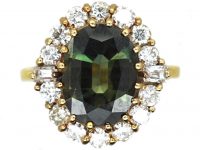 18ct Gold Green Sapphire & Diamond Cluster Ring