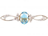 Edwardian 15ct Gold, Pink Topaz & Aquamarine Drops Necklace in Original Case
