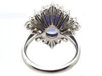 18ct White Gold Large Colour Change Ceylon Sapphire & Diamond Ballerina Ring