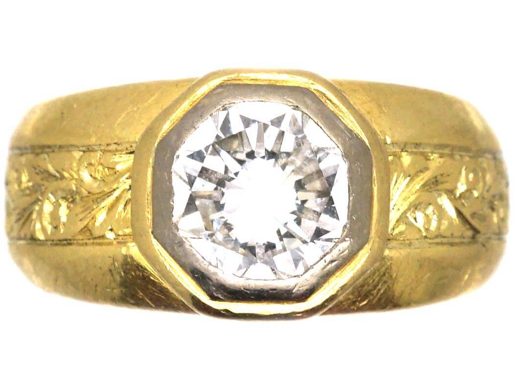 公式通販サイトセール Early 20th Century 18ct Gold Ring set with a Large Diamond アクセサリー