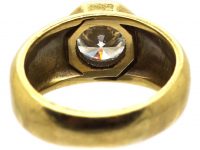 Early 20th Century 18ct Gold Ring set with a Large Diamond with Engraved Detail