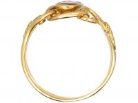 French Early 18th Century 18ct Gold Double Snake Ring set with a Ruby