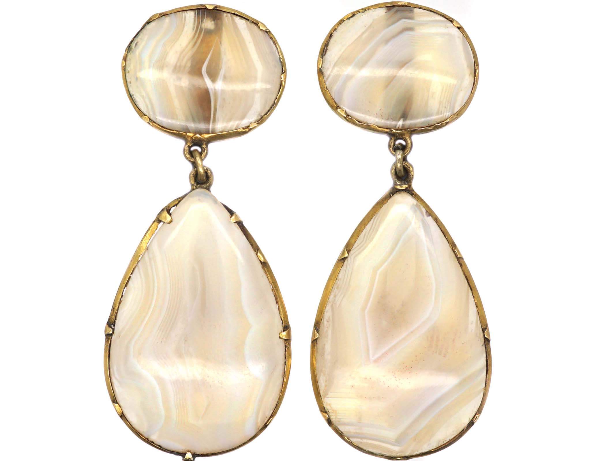 Golden popular agate earrings