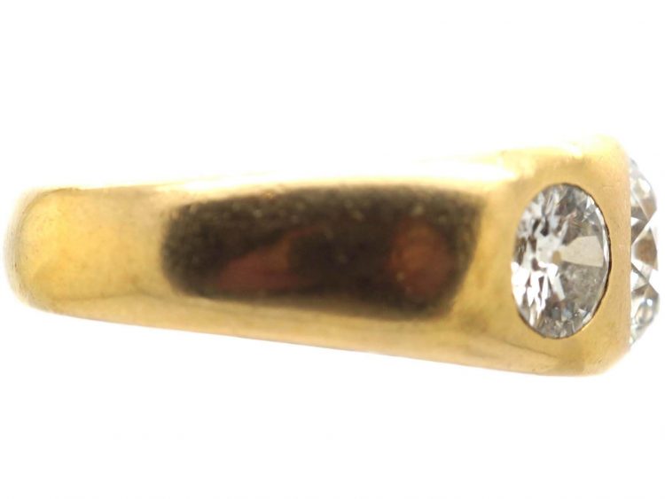 Victorian 18ct Gold Three Stone Diamond Rub Over Set Ring