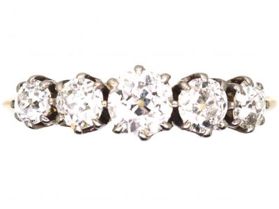 Edwardian 18ct Gold & Platinum, Three Stone Sapphire & Diamond Ring