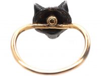 Edwardian Fox Head Ring set with Diamonds & Ruby Eyes