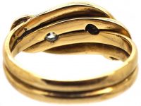 Victorian 18ct Gold Double Snake Ring set with Diamonds