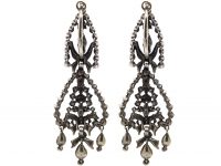 18th Century Large Drop Earrings set with Diamonds