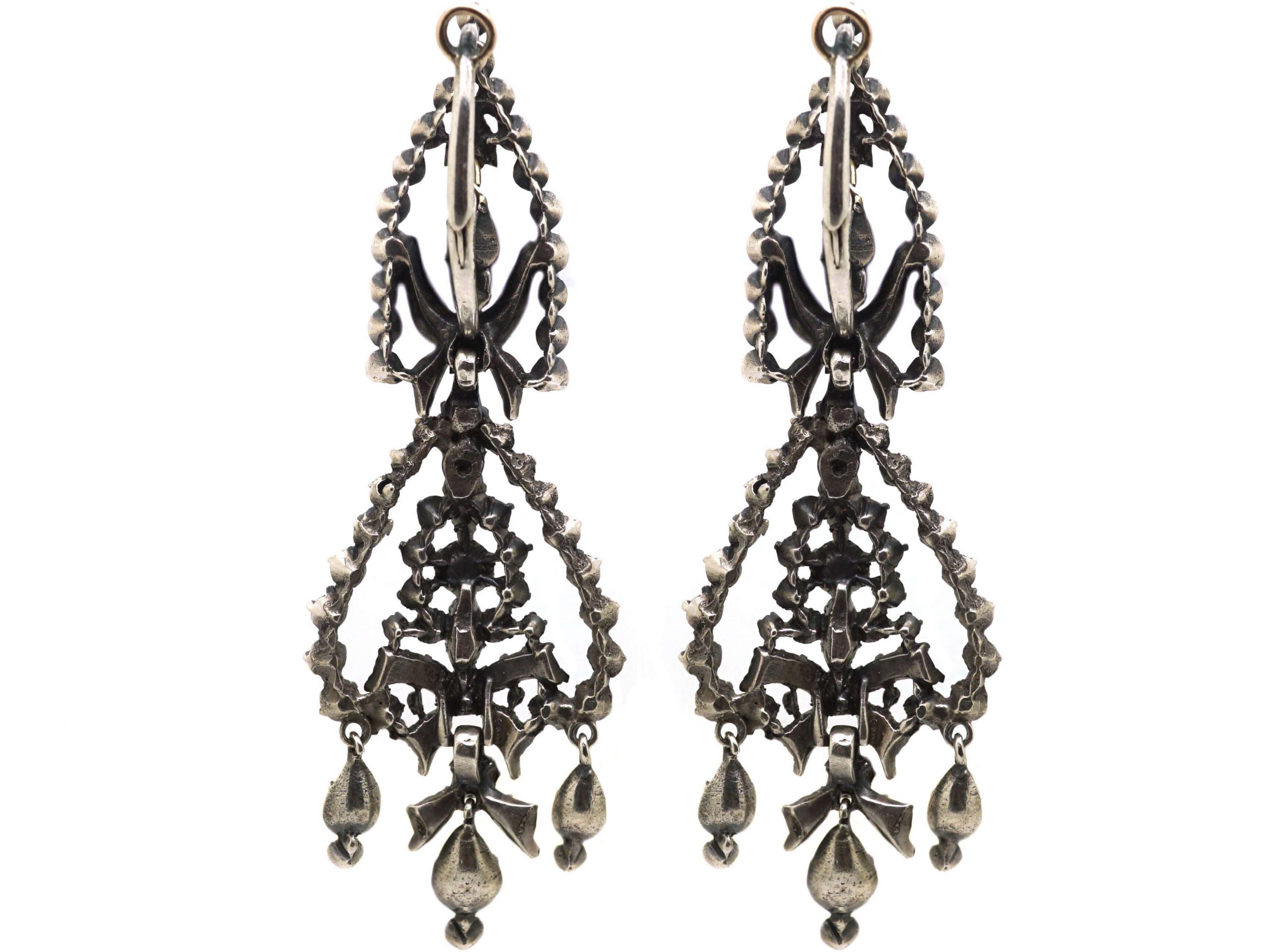 Georgian Large Drop Earrings set with Diamonds (666R) | The Antique ...