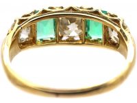 Victorian 18ct Gold, Emerald and Diamond Five Stone Ring