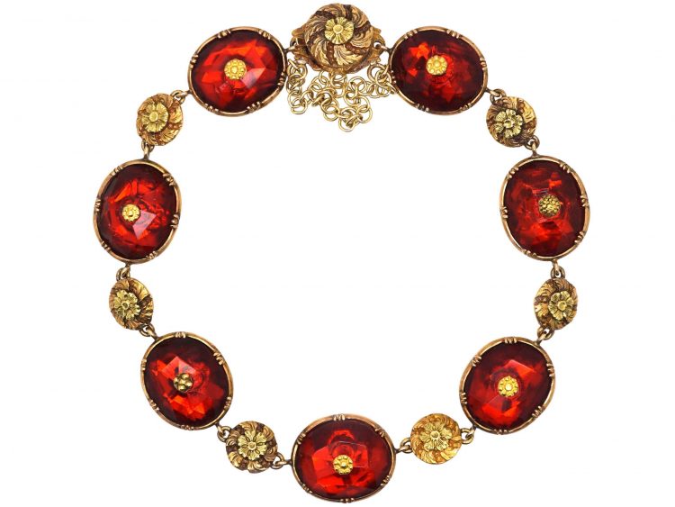 Early 19th Century 15ct Two Colour Gold, Orange Paste Bracelet