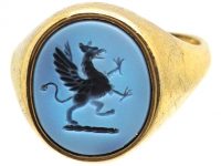 9ct Gold Signet Ring with Banded Onyx Intaglio of a Griffin