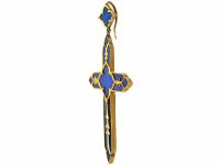 Victorian 18ct Gold Double Sided Cross with Gothic Motif set with Lapis Lazuli