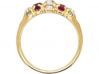 Victorian 18ct Gold, Ruby and Diamond Five Stone Ring