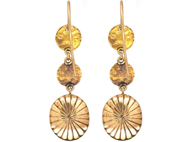Early 19th Century 15ct Two Colour Gold & Orange Paste Drop Earrings