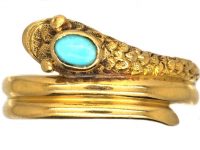 Victorian 18ct Gold Snake Ring set with Turquoise