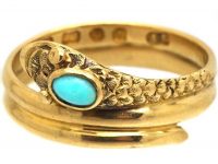 Victorian 18ct Gold Snake Ring set with Turquoise