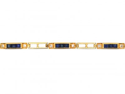 18ct Gold Bracelet set with Square Cut Sapphires & Diamonds