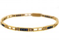 18ct Gold Bracelet set with Square Cut Sapphires & Diamonds