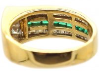 French 18ct Gold Emerald and Diamond Buckle Ring