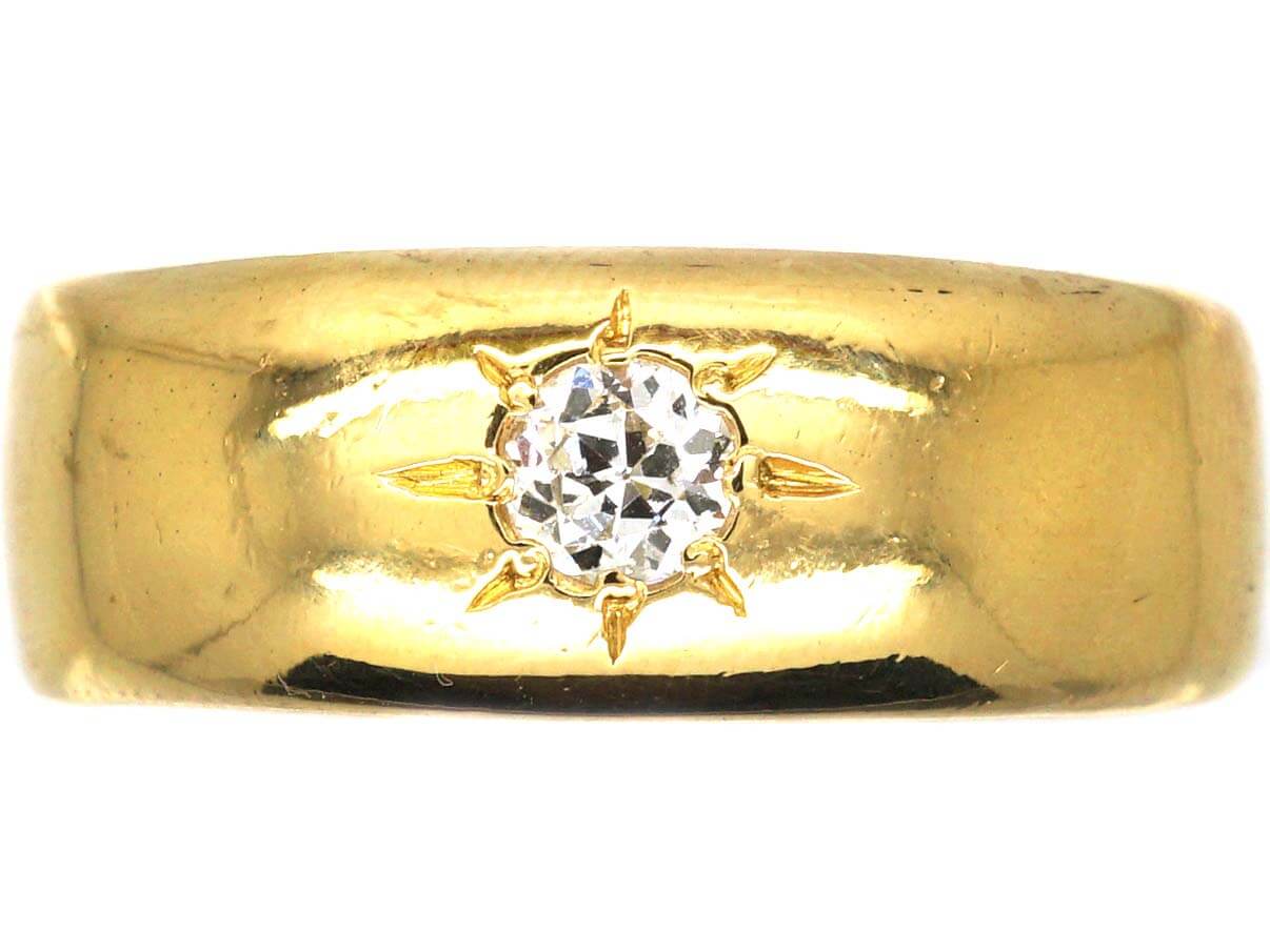 Vintage 18ct Gold Millenium Diamond Set Gypsy Ring The Antique Jewellery Company