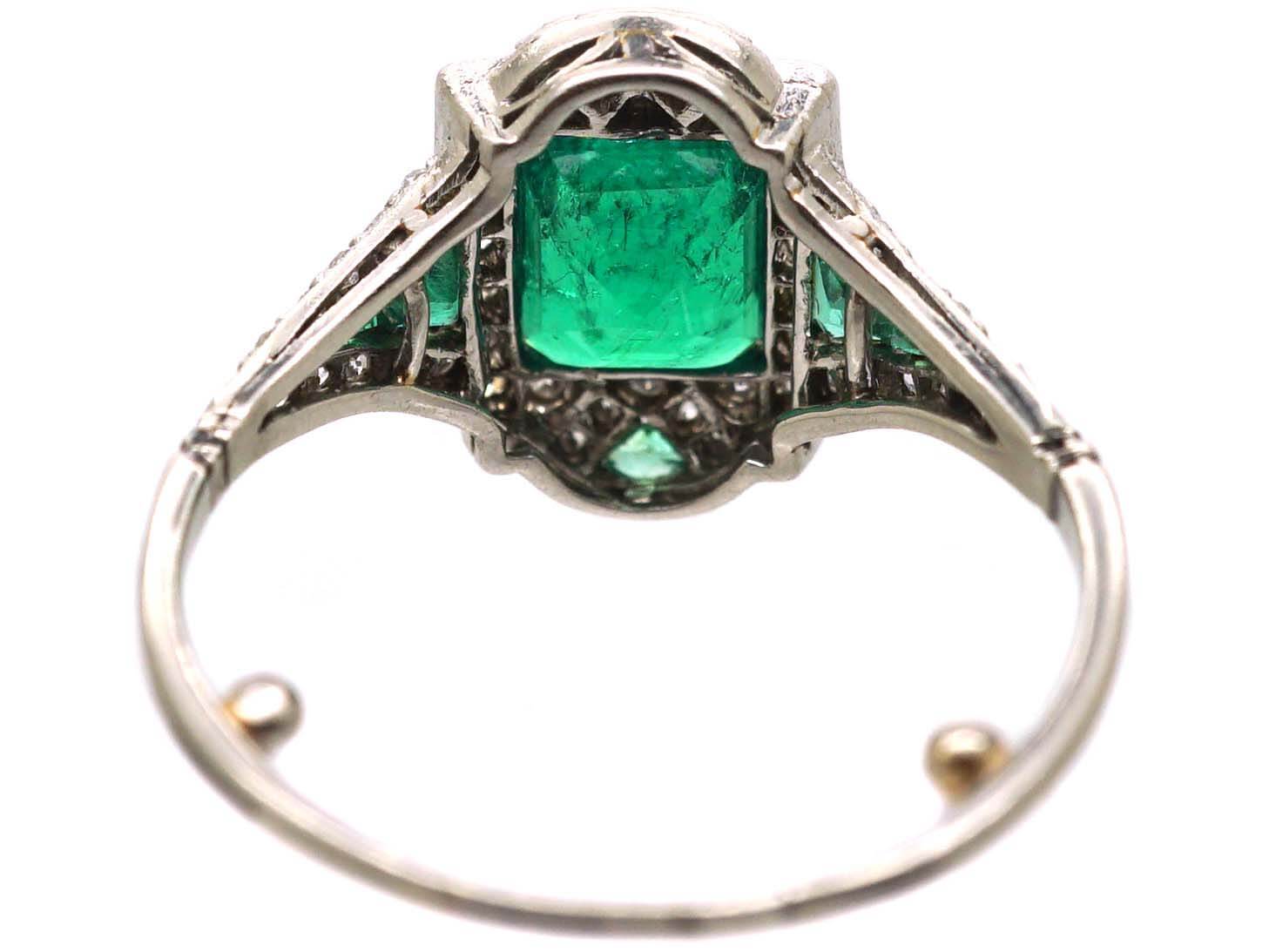 Art Deco Platinum, Emerald & Diamond Ring (547U) | The Antique ...