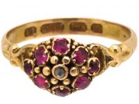 Early Victorian 15ct Gold, Ruby & Diamond Cluster Ring