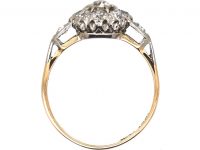 Edwardian 18ct Gold & Platinum Diamond Cluster Ring with Diamond set Shoulders