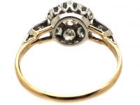 Edwardian 18ct Gold & Platinum Diamond Cluster Ring with Diamond set Shoulders