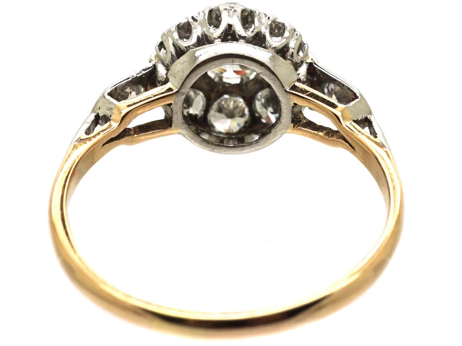 Edwardian 18ct Gold & Platinum Diamond Cluster Ring with Diamond set ...