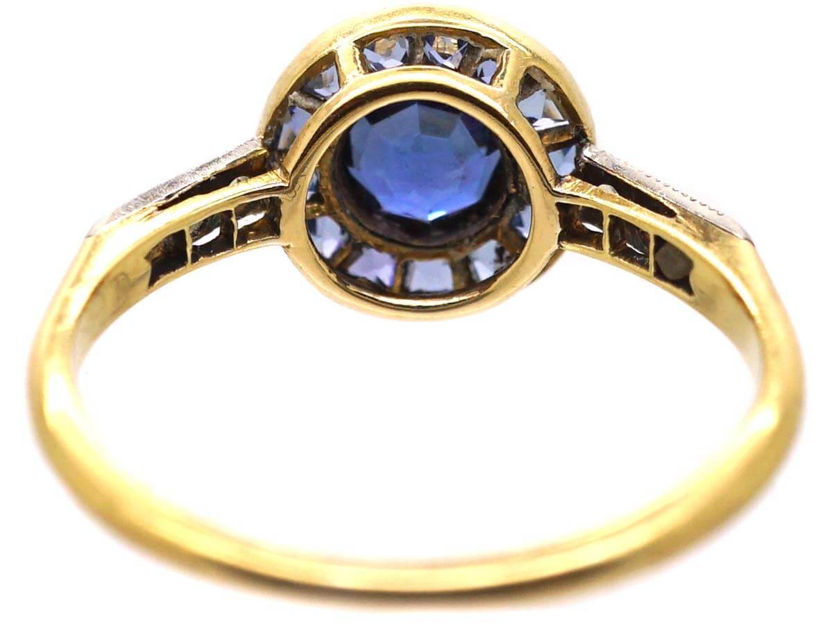 Art Deco 18ct Gold Sapphire and Rose Diamond Target Ring (635U) | The ...