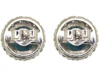 Art Deco Platinum, Zircon and Diamond Cluster Earrings