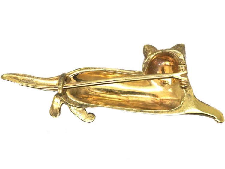 Edwardian 18ct Gold Brooch of a Cat