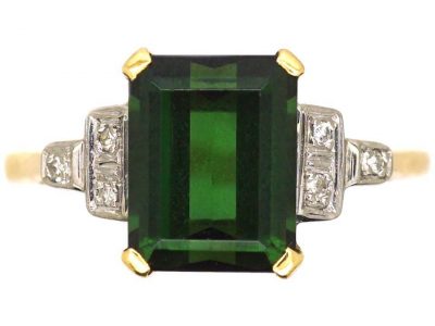 18ct Gold, Green Tourmaline & Diamond Ring by Cropp & Farr
