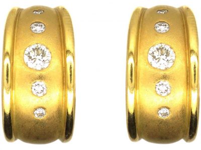 18ct Gold Hoop Earrings set with Diamonds