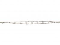 French Belle Epoque Platinum, Diamond Two Line Bracelet with Diamonds In Between