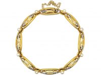 French Belle Epoque 18ct Gold Bracelet set with Natural Pearls