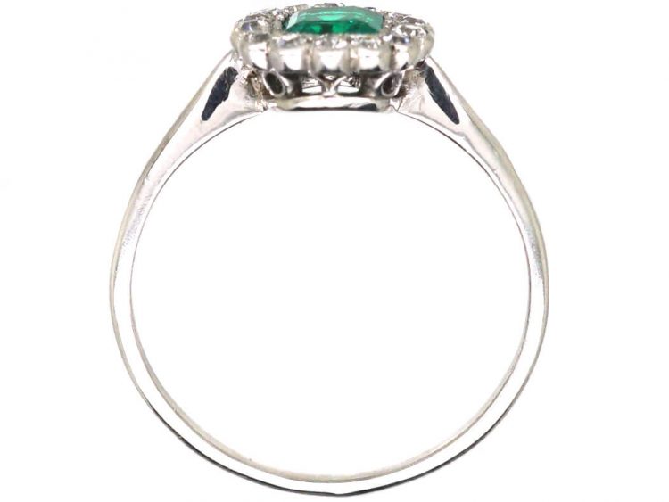 Edwardian Platinum, Emerald & Diamond Cluster Ring