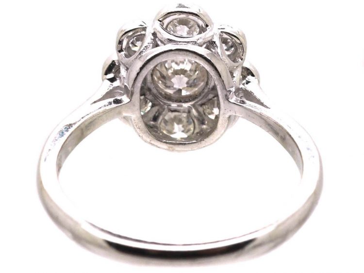 18ct White Gold Oval Diamond Cluster Ring