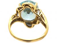 1950's 18ct Gold Ring set with an Aquamarine & Small Diamonds