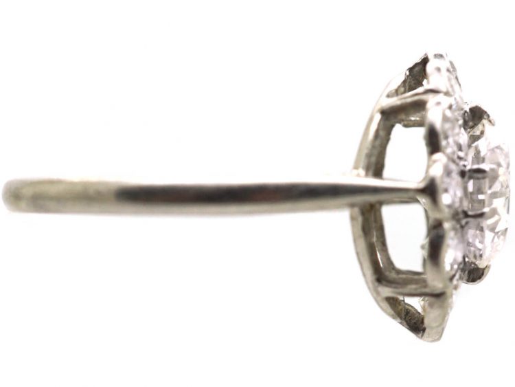 Art Deco Platinum Daisy Cluster Ring set with Diamonds