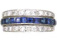 Art Deco 18ct White Gold Flip Over Ring set with Rubies, Sapphires & Diamonds