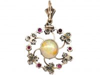 Victorian Opal, Diamond & Ruby Pendant